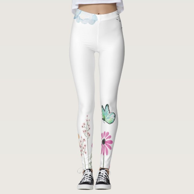 Leggings firar natur, blommor och yoga. (Framsida)