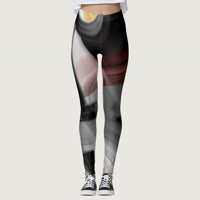 Leggings Fitness Abstrakt Art Black Power (Framsida)