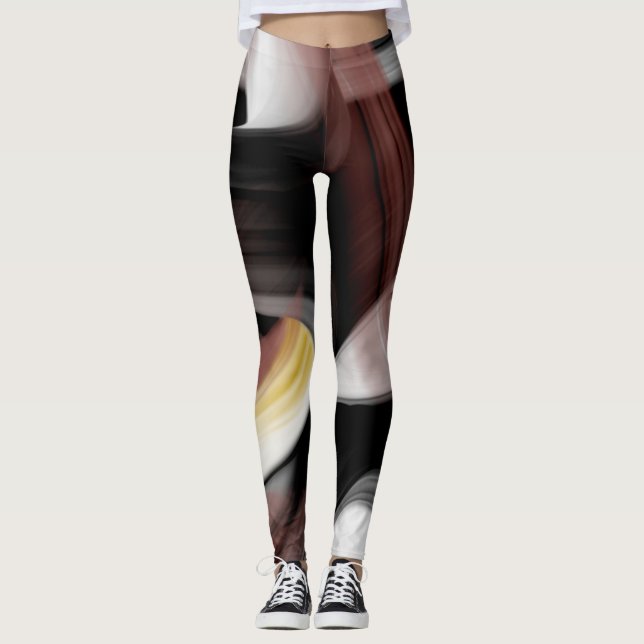 Leggings Fitness Abstrakt Art Black Power (Framsida)