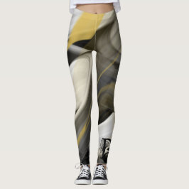 Leggings Fitness Abstrakt Art Black White Guld