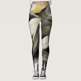 Leggings Fitness Abstrakt Art Black White Guld