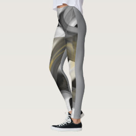 Leggings Fitness Abstrakt Art Black White Guld