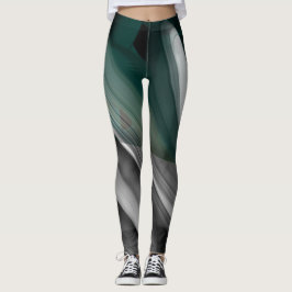 Leggings Fitness Abstrakt Art Grönt Emerald