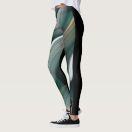 Leggings Fitness Abstrakt Art Grönt Emerald