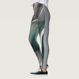 Leggings Fitness Abstrakt Art Grönt Emerald