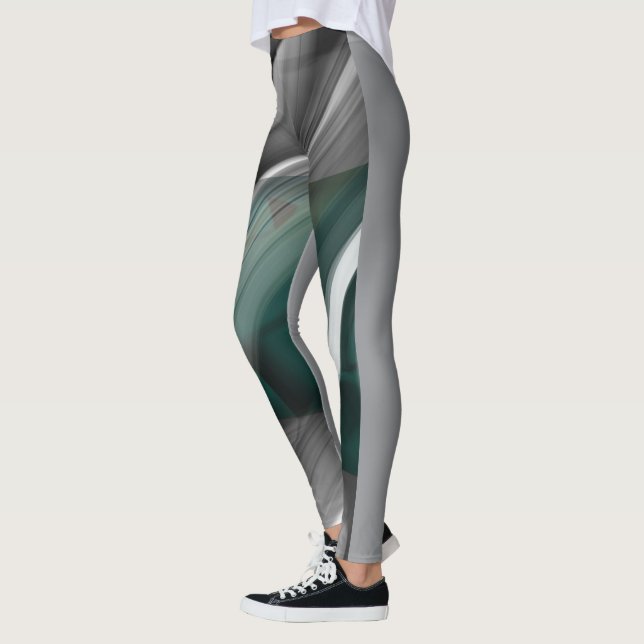 Leggings Fitness Abstrakt Art Grönt Emerald (Vänster)