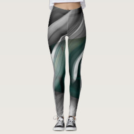 Leggings Fitness Abstrakt Art Grönt Emerald