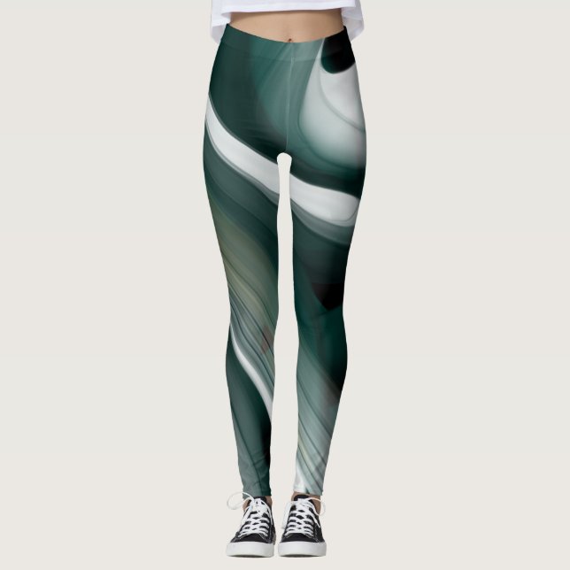 Leggings Fitness Abstrakt Art Grönt Emerald (Framsida)