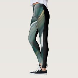 Leggings Fitness Abstrakt Art Grönt Emerald