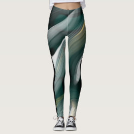 Leggings Fitness Abstrakt Art Grönt Emerald