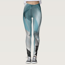 Leggings Fitness Abstrakt Konst Blå Ocean