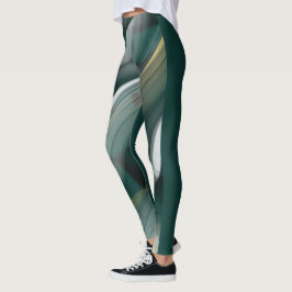 Leggings Fitness Abstrakt Konst Grön Smaragd