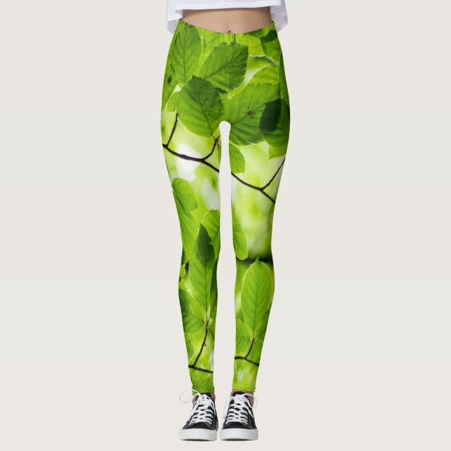 Leggings för kvinnor | Eco Fitness Blad (Framsida)