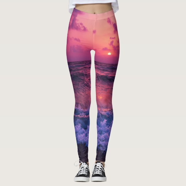 Leggings för kvinnor | Eco Fitness Lila SunSet (Framsida)