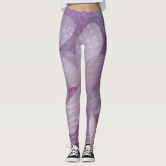 Leggings för lavender och Lila Abstrakt Blommigt