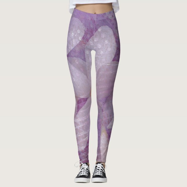 Leggings för lavender och Lila Abstrakt Blommigt (Framsida)