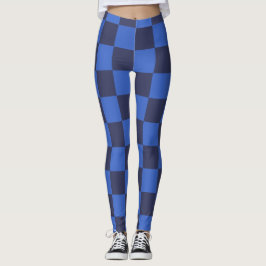 Leggings för monokromatiska blå kroatiska Checkers