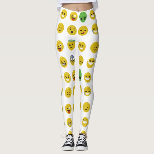 Leggings från Emoji lycklig ansikte (Framsida)