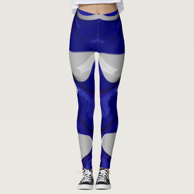 Leggings ~glansigt blå vit ~ Original (Framsida)