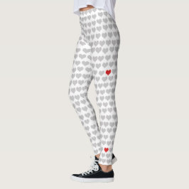 Leggings - Grått Hearts Red Heart