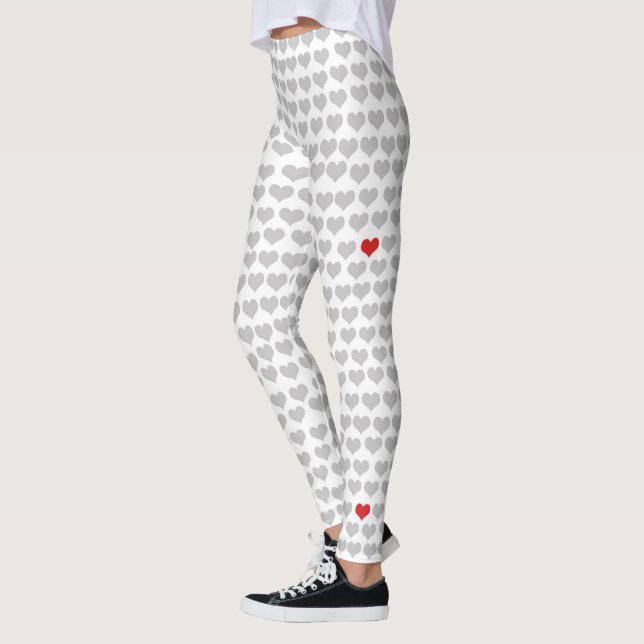 Leggings - Grått Hearts Red Heart (Vänster)