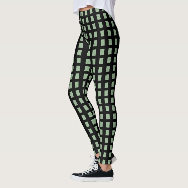 Leggings Green Black Square (Vänster)