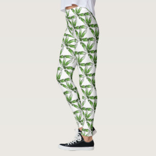 Leggings - Grön fjäderdesign