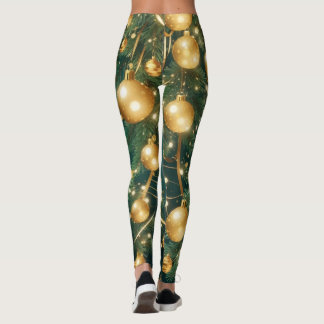 Leggings Grönt Baubles Guld-Dekorationen