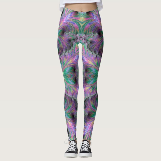 Leggings ~ grönt lila ~ Original (Framsida)