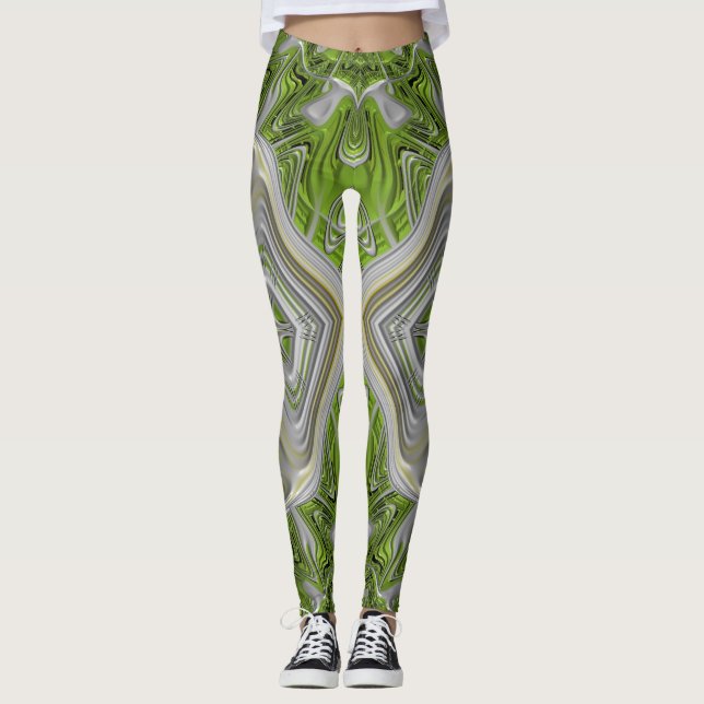 Leggings ~grönt silver jul (Framsida)