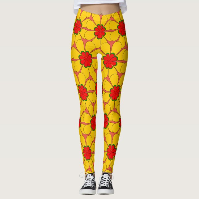 Leggings - Gula blommor (Framsida)