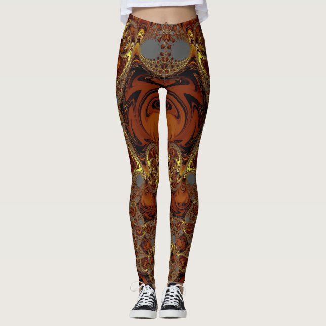Leggings ~ Gult, Brown och Grått (Framsida)