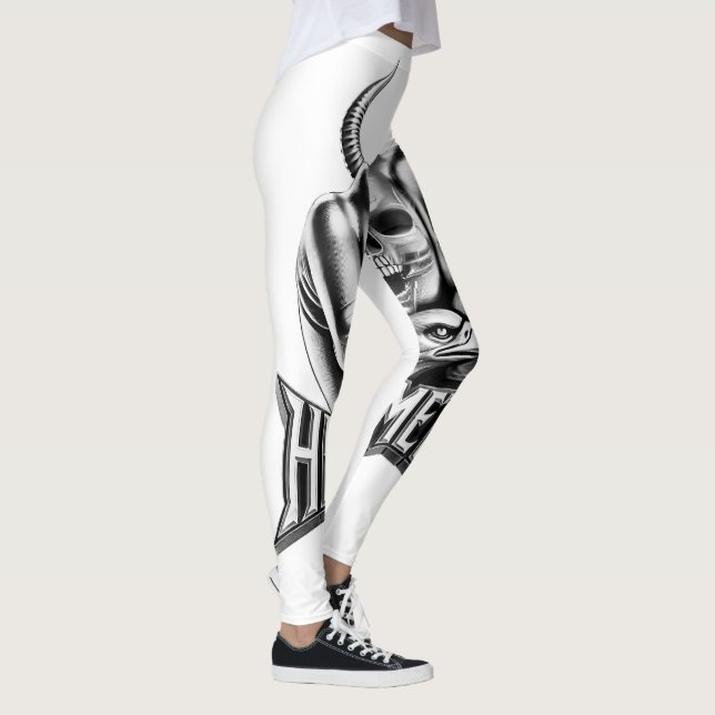 Leggings Heavy Metal Faust mit Adler Totenkopf (Höger)