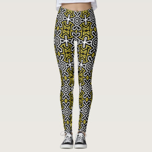 Leggings i Svarta Mönster ★ Funky Aztec Carter