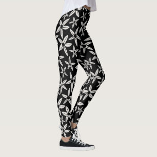 Leggings i Svarta och vita blomman Vår