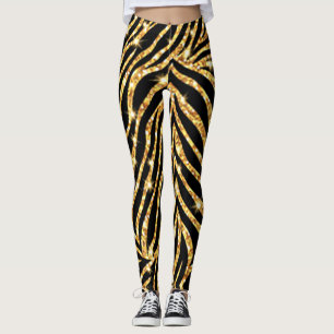 Leggings i Svarta Zebra tryck och Guld