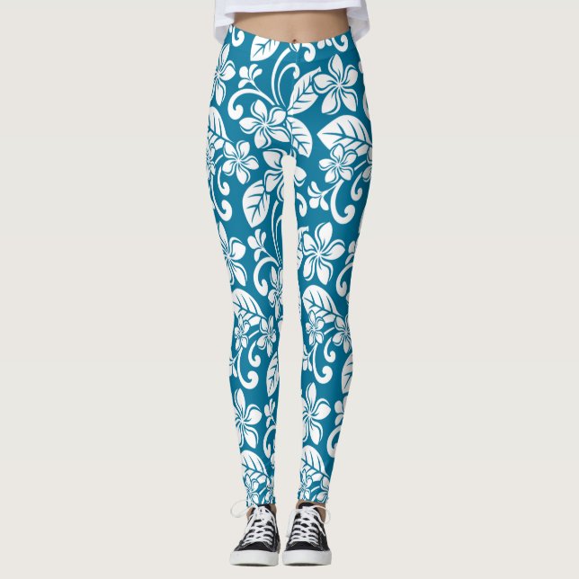 Leggings (ISLAND PLUMERIA, CARIBBEAN BLUE) (Framsida)