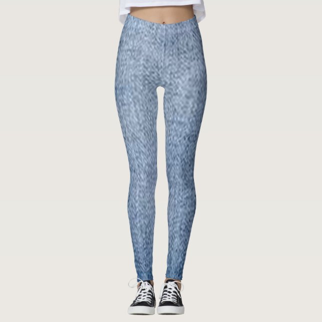 leggings jeans blå florat modern svart chic (Framsida)