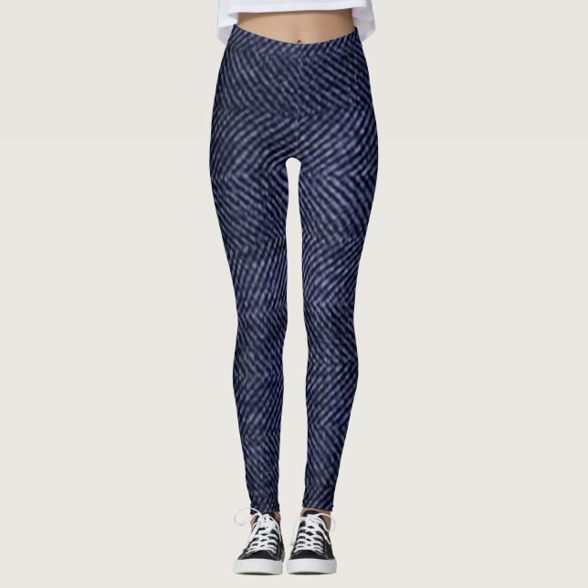 leggings Jeans Blå Röd blomma modern svart chic (Framsida)
