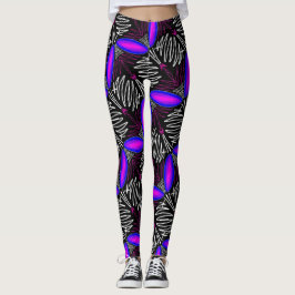 Leggings Jimette Design blanc et fuchsia sur noir