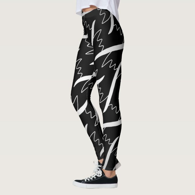 Leggings Jimette Design blanc sur noir (Vänster)