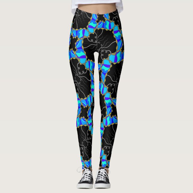 Leggings JImette Design bleu et noir (Framsida)