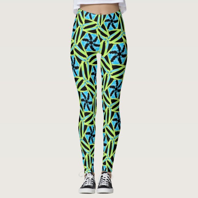 Leggings Jimette Design jaune bleu et noir (Framsida)