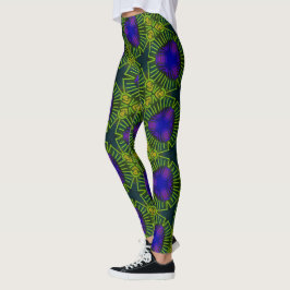 Leggings Jimette Design mauve jaune sur noir