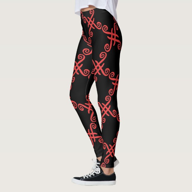 Leggings Jimette Design rouge sur noir (Vänster)