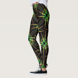 Leggings Jimette Design vert et jaune sur noir