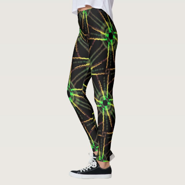 Leggings Jimette Design vert et jaune sur noir (Vänster)