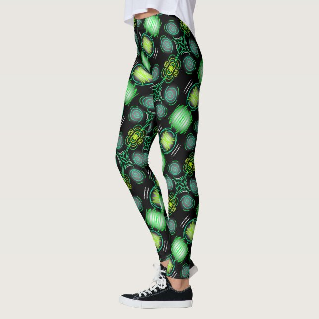 Leggings Jimette Design vert sur noir (Vänster)