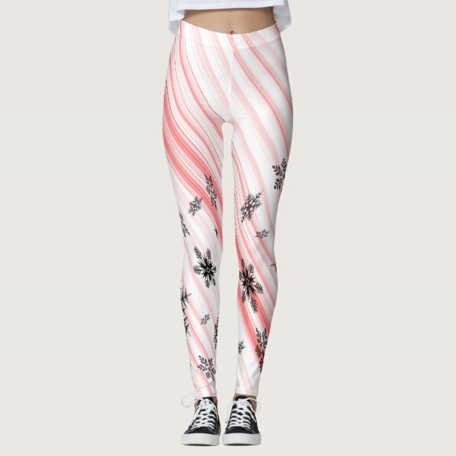 Leggings jul Candy cane Snöflingor Spandex (Framsida)