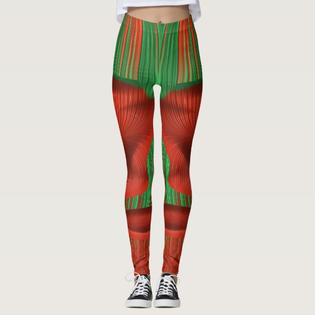 Leggings ~ jul Red and Grönt (Framsida)